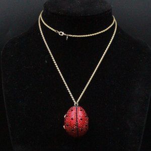 American Fashion Jewelry Afj Pave Rhinestones Crystal Beetle Locket Necklace